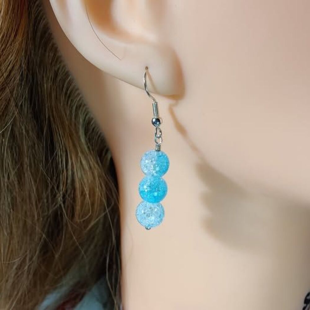 Blue Crackle Earrings & Pendant